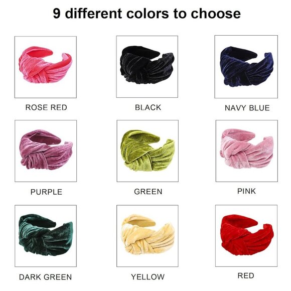 Women Velvet Knot Headband Wide Elastic Hair Hoop for Dress Up and Casual